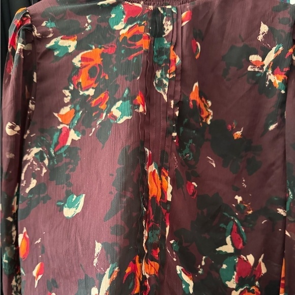 Walter Baker- Burgundy Floral Turtleneck Longsleeve Blouse - Picture 5 of 8